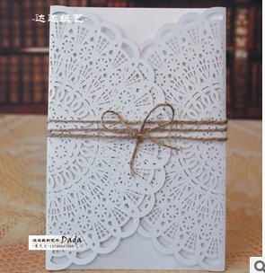 Печать под заказ 50 шт в наборе шт. белый лазерный разрез Свадебные Приглашения с