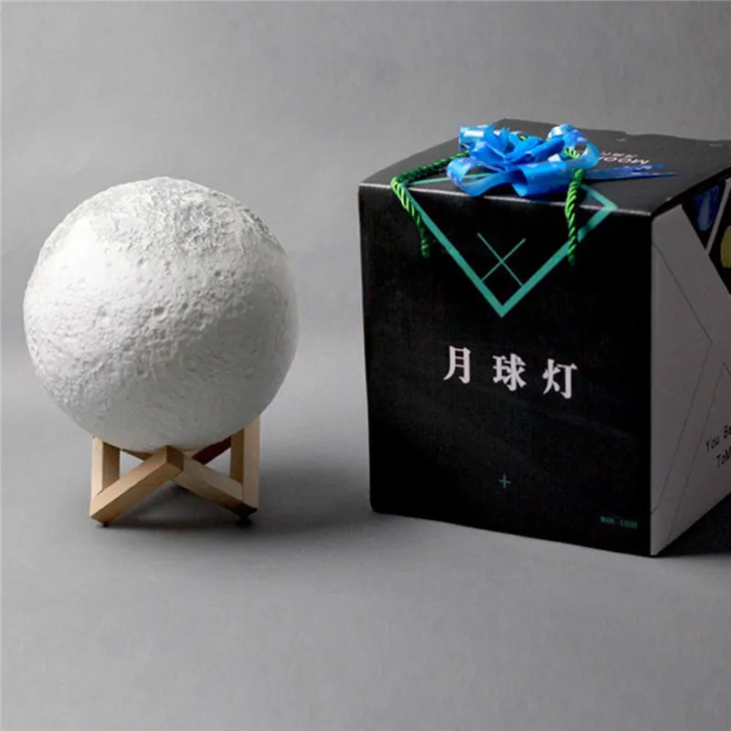 Перезаряжаемая лампа в виде Луны с 3D рисунком ночсветильник для спальни и