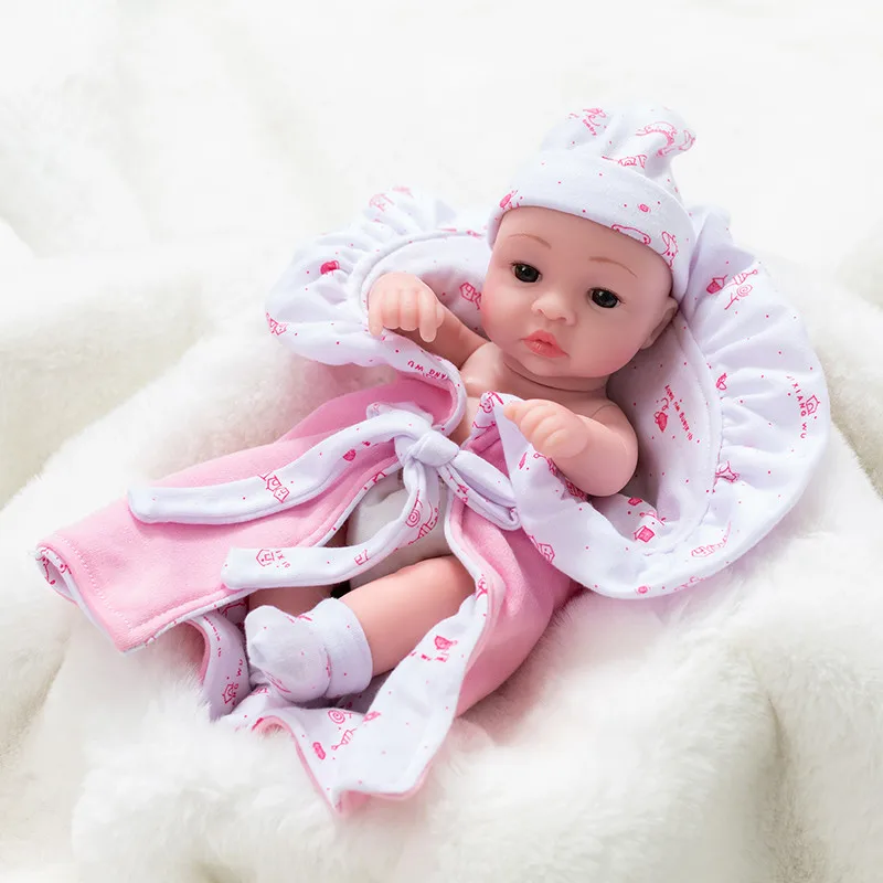 10 ''мини Reborn Младенцы девочка мальчик полный силиконовый винил милые Близнецы Bebe куклы реалистичные Bebes Новорожденные для малыша Купание кукла 26 см - Цвет: girl