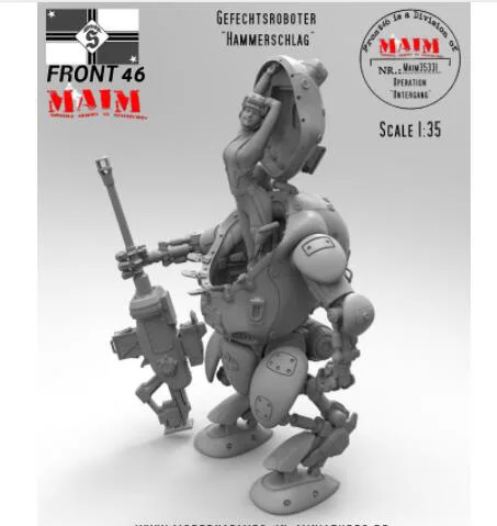 Неокрашенный набор 1/35 gefechtsroter Фантазия девушка с машинной доспехами смола фигурка миниатюрный Гараж Комплект