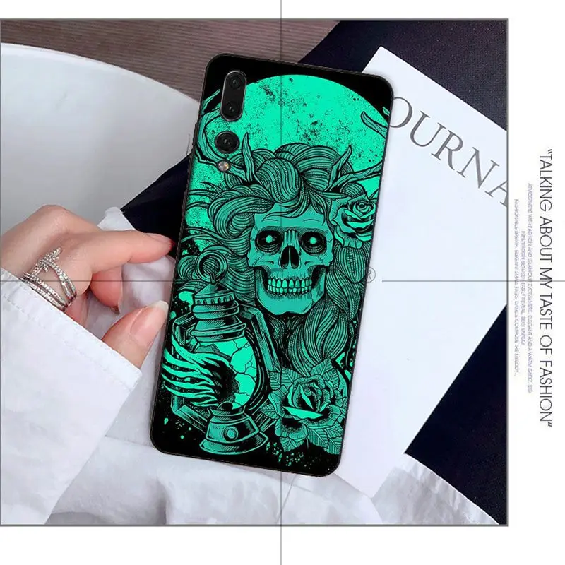 Ruicaica Ретро стиль цветок череп Ворон чехол для телефона Huawei P20 Pro P10 Plus P9 Mate 10 Lite
