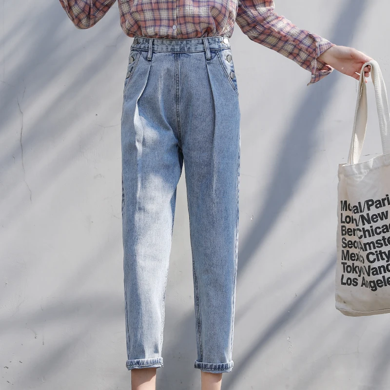 Джинсы бойфренда для женщин винтажный высокая талия джинсовый женский