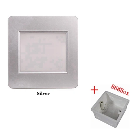 Silver With 86Box Светодиодный Интеллектуальный ночник индукционный радар-датчик движения человеческого тела лестничный свет ступенчатая лестница в прихожую, настенный светильник с 86 коробкой - Цвет абажура: Silver With 86Box