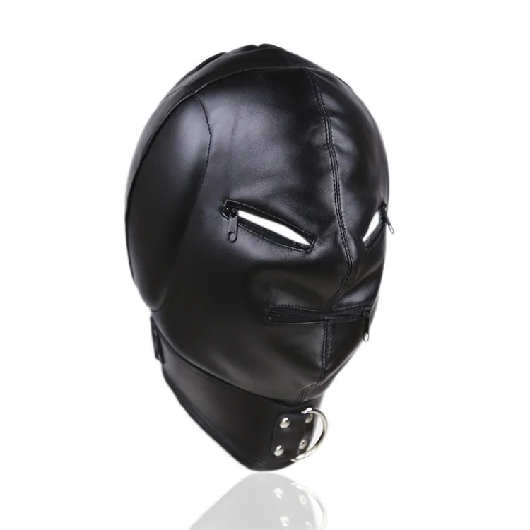Newest Fetish Fantasy PU Leather Bondage Hood Mask Zipper Open Mouth Eye Sex Slave bdsm Restraints Erotic Toys | Красота и здоровье
