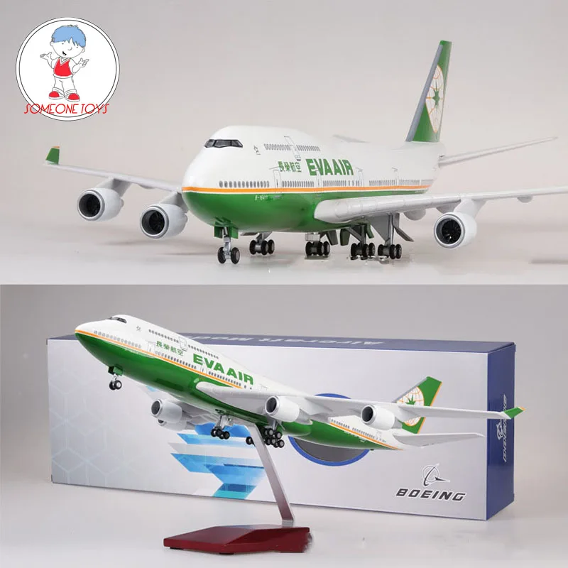 1/157 масштаб 47 см самолет Boeing B747 самолет Тайвань EVA AIR Airline Модель свет и колесо литья под давлением пластик Смола самолет