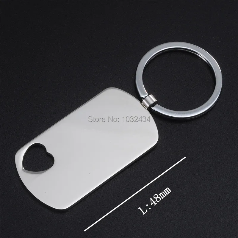 

1000pcs/lot Factory Directly wholesale High Polished Blank Rectangle Stainless Steel Keychain Engravable Solid Dog Tag Keyring
