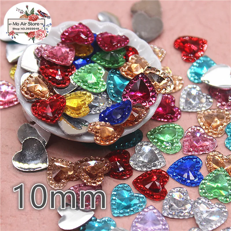 200 шт. разных цветов блестящие маленькие сердца Стразы плоская спина Кабошон