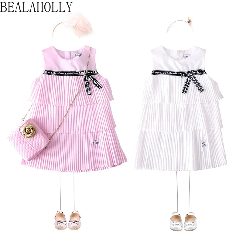 2019 Summer New Girl Dresses Cotton Butterfly Knot Cake Dress Chiffon Princess Costume Toddler for 3-8y Girls | Детская одежда и