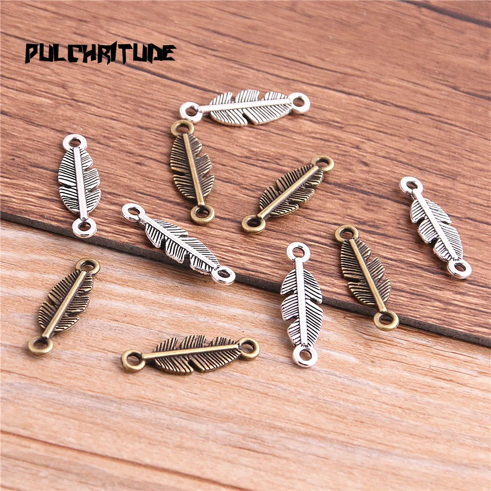 

30pcs 6*22mm Feather Connectors for Bracelets Metal Fashion Trendy Connector Charms Fit DIY Jewelry Making