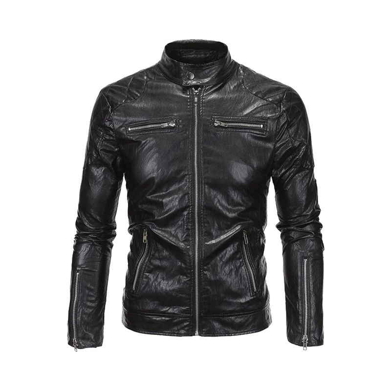 Y619 Black HEROBIKER мотоциклетная куртка из искусственной кожи Мужская винтажная Ретро мото искусственная Панк кожаные куртки одежда для мотоцикла пальто приталенный Размер - Цвет: Y619 Black