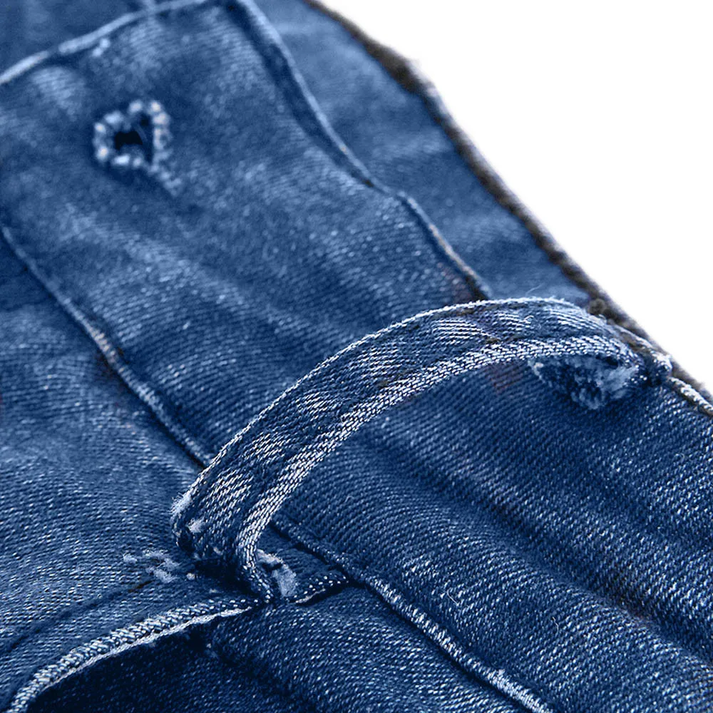 Женские джинсы с дырками черные синие Облегающие расклешенные со средней талией