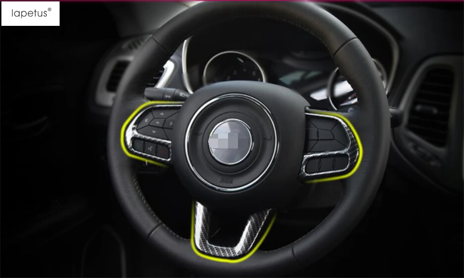 

Lapetus Accessories For Jeep Compass 2017 - 2021 Steering Wheel Bottom Molding Cover Kit Trim 3 Pcs Matte / Carbon Fiber Look