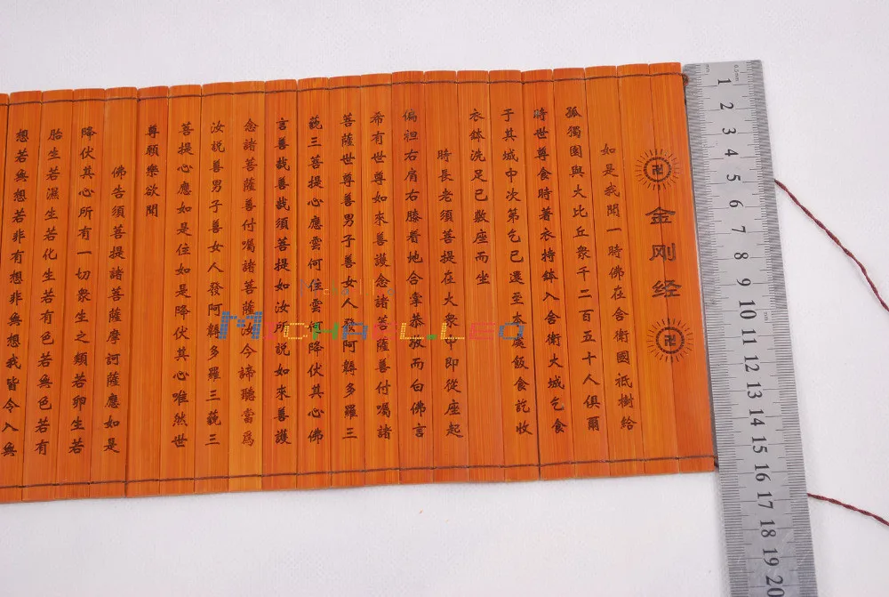 

TNUKK Chinese rare ancient antiquity Bamboo Book "diamond sutra" decoration