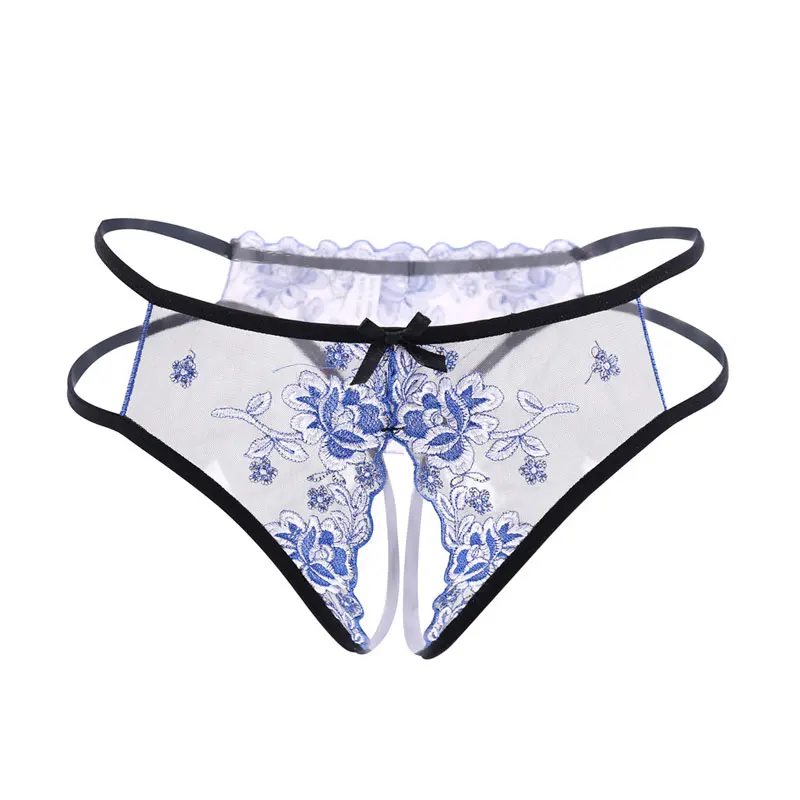 Нижнее белье женское прозрачные кружевные стринги с вышивкой|lace transparent