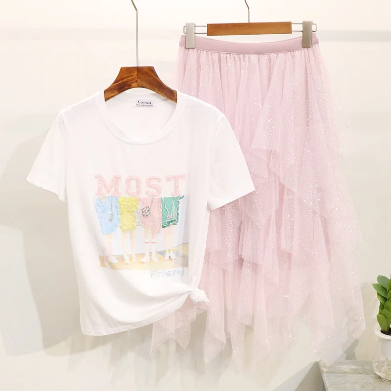 2019 летняя новая модная футболка Женский Топ с бисером короткими рукавами и