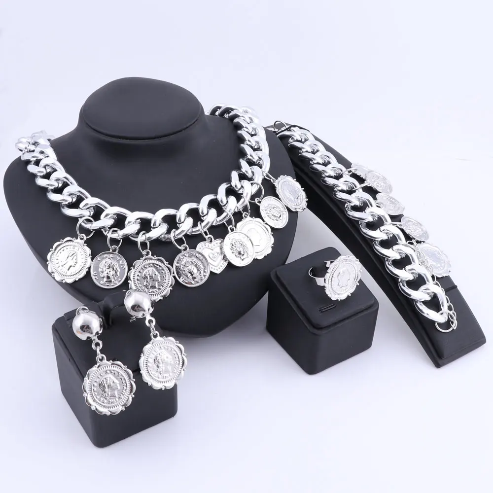 Свадебный комплект ювелирных изделий для невесты Дубайский Золотой цвет