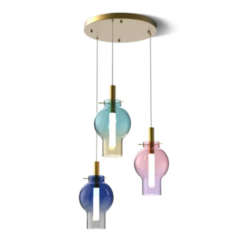 Современный цветной градиентный стеклянный Одиночный подвесной светильник