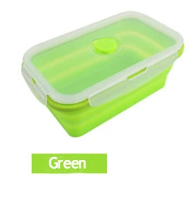 Green EPASUN 750 мл складной силиконовый складной переносной для ланча бэнто коробка для еды столовая посуда контейнер для еды миска для детей - Цвет: Green