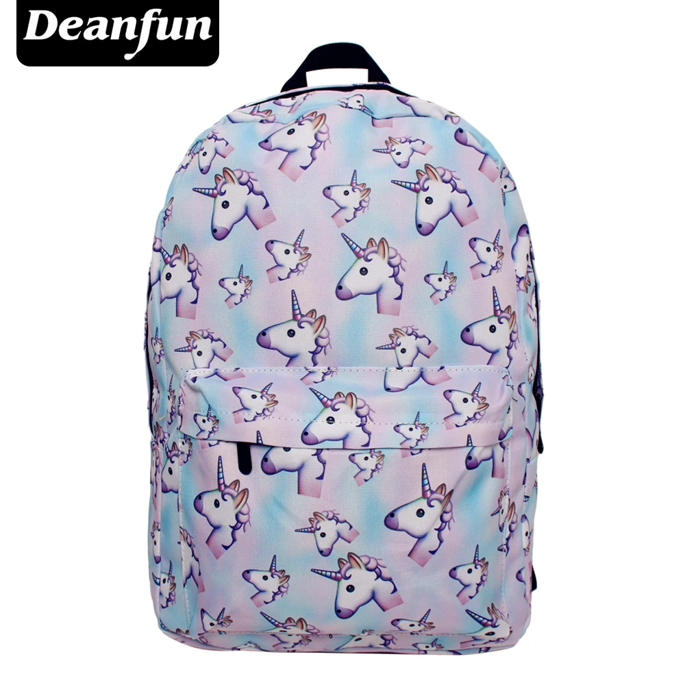 Deanfun Единорог Рюкзак печатных Красочные Kawaii обувь для девочек подростков Мода