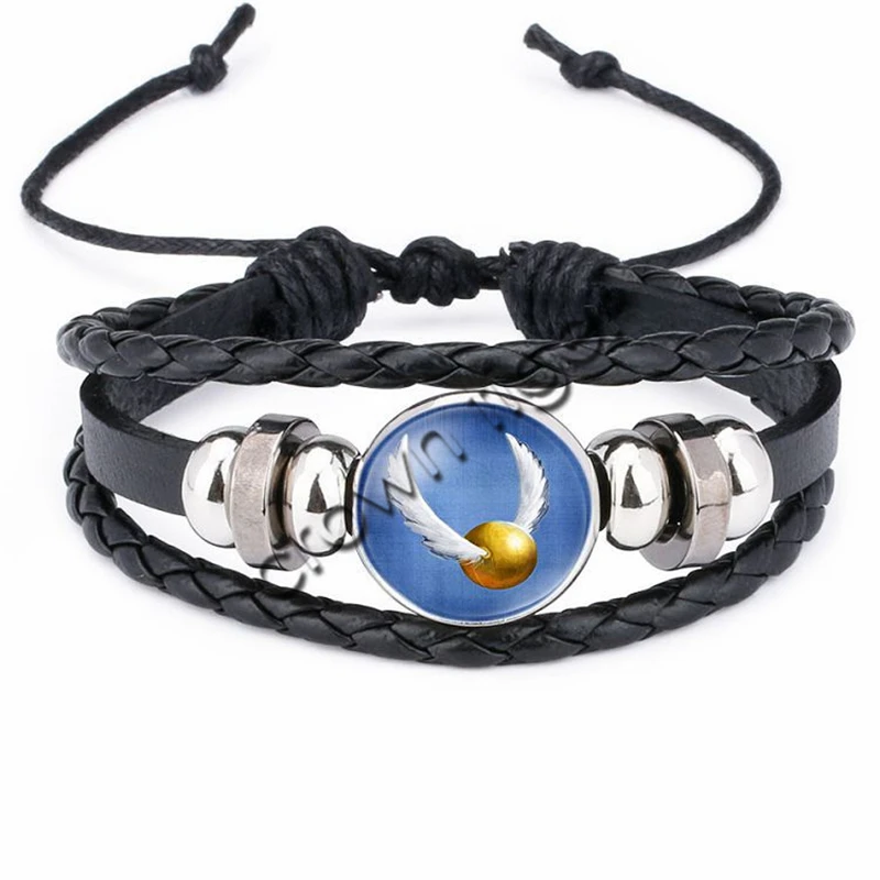 Аниме hp Гарри брелок Стекло жемчужный кожаный браслет с металлическими Хогвартс ожерелье факультета Гриффиндор, Двигающаяся игрушка фигурка для детей и взрослых