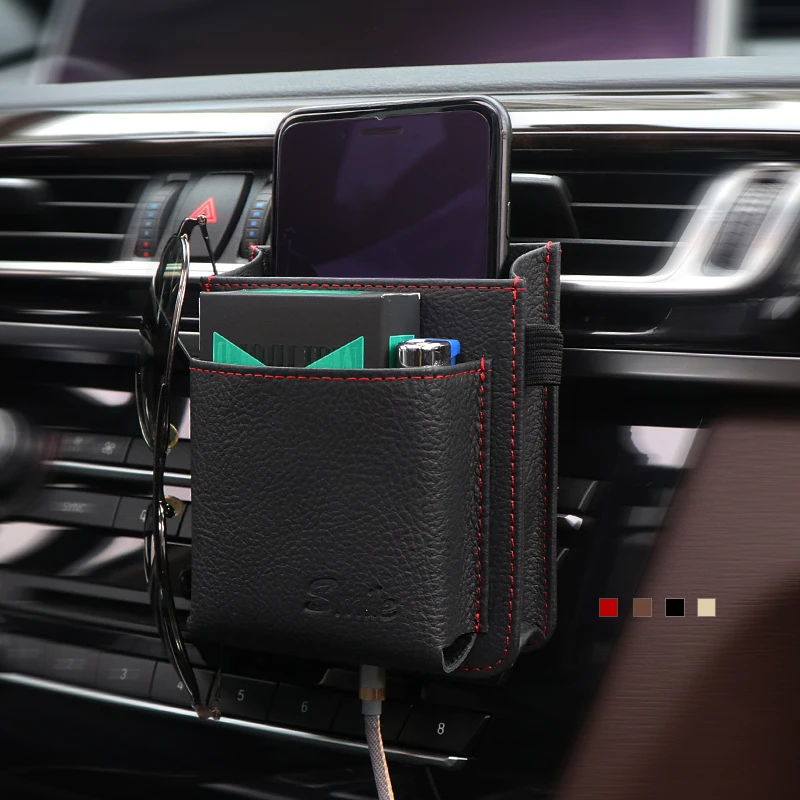 Car Outlet Air Vent Storage Box phone Cowhide Hanging Mobile Phone Holder Bag Automobile 4 Color | Автомобили и мотоциклы