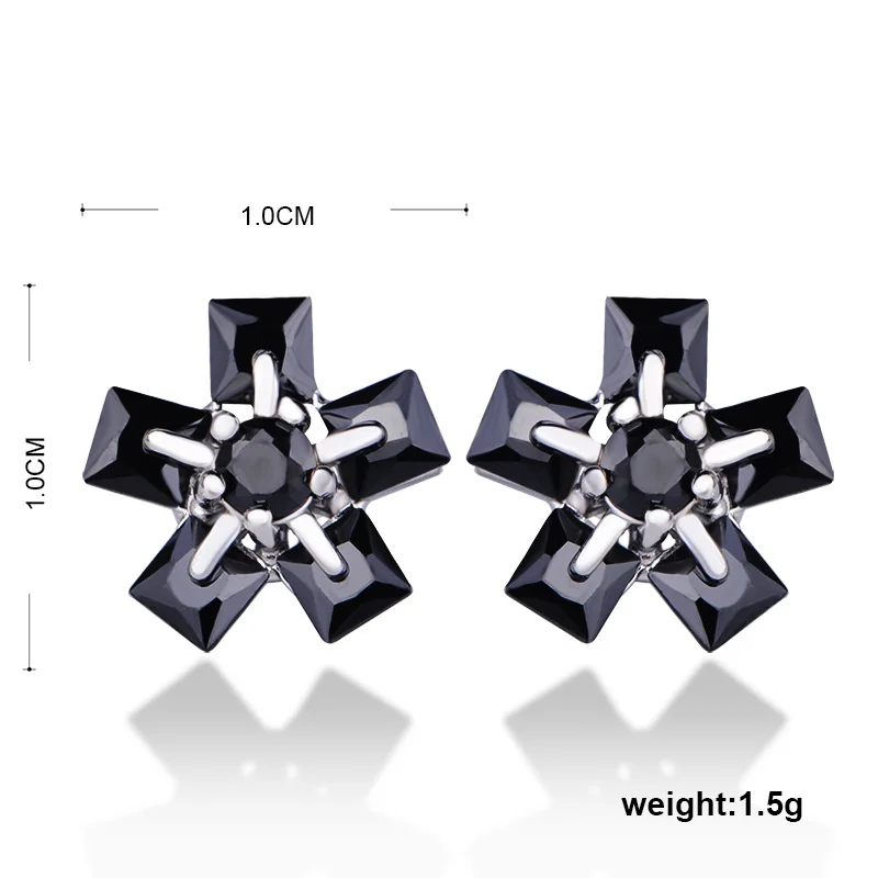Madrry Latest Real 925 Sterling Silver Flower Shape Stud Earrings Black Cubic Zircon Jewelry For Women Girls Ear Ornaments Gifts | Украшения