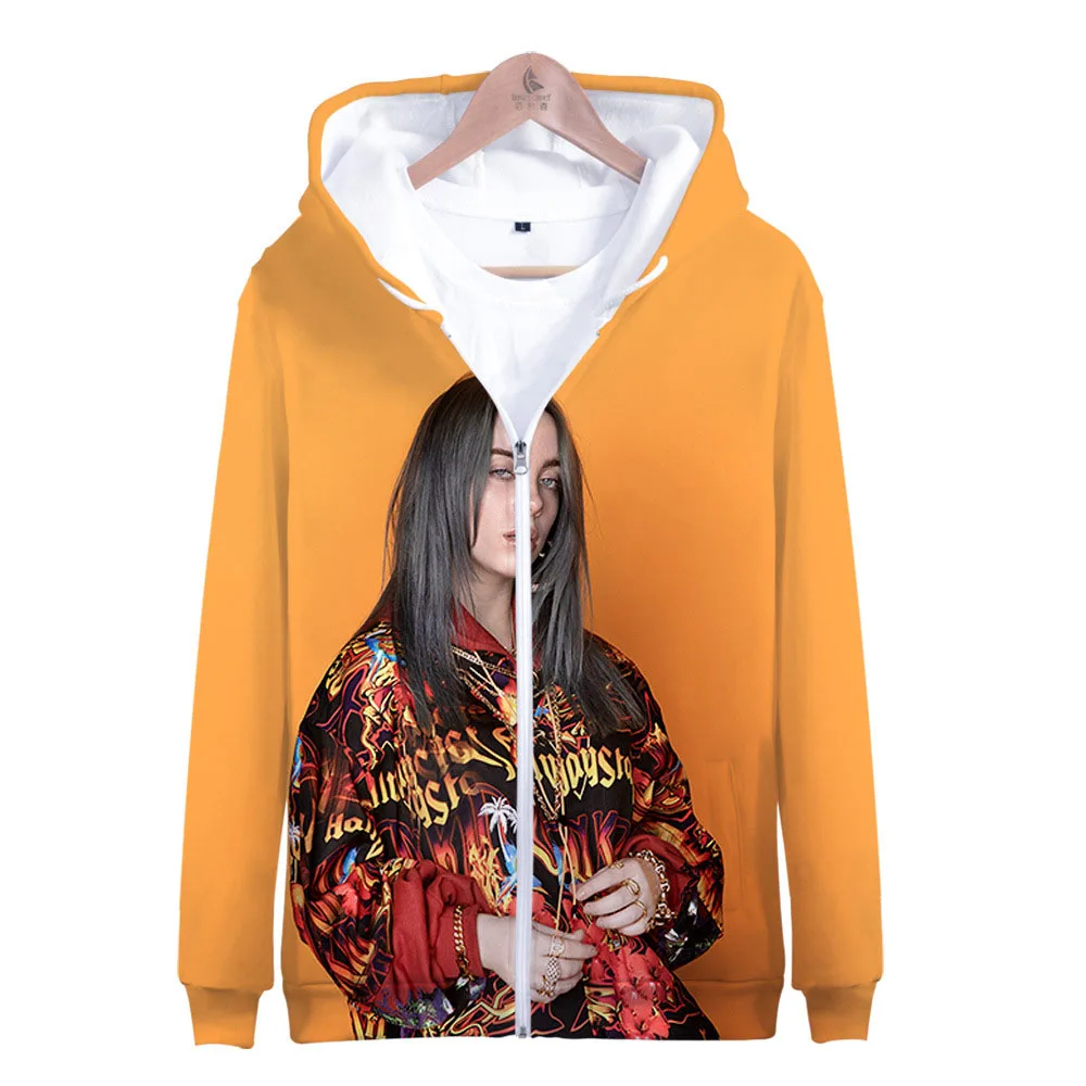 Billie Eilish/худи для женщин и девочек; детская толстовка; куртка с капюшоном; пальто на молнии; одежда