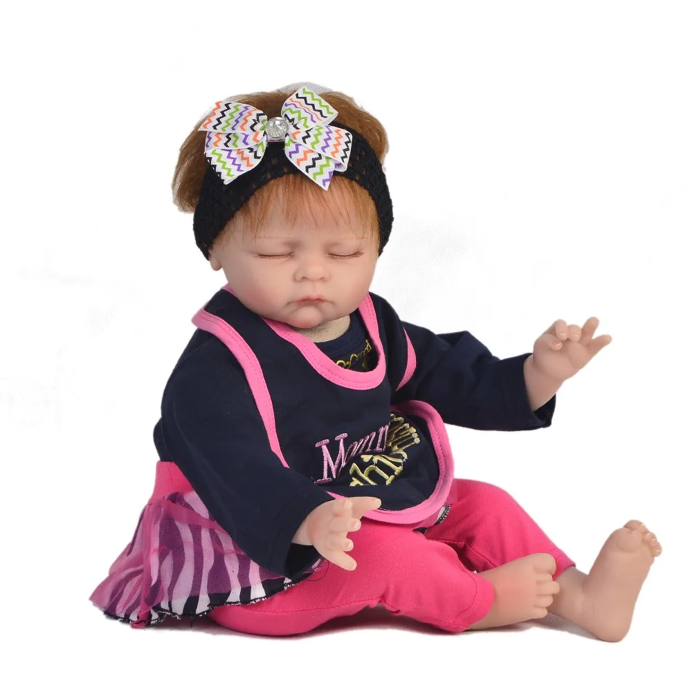 22inch baby Dolls reborn silicone toys infant Children Reborn Baby closed eyes babies for Kids Handmade Bonecas hot sale | Игрушки и