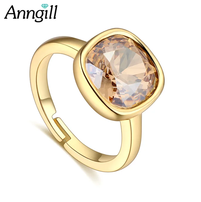 ANNGILL женский овальное кольцо Модные золотистые кристаллы от Swarovski ювелирные