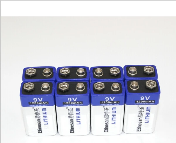 Мощный 8 шт./лот 1200mAh ETINESAN 9v Li батареи 9V литий ионная литиевая батарея ультра