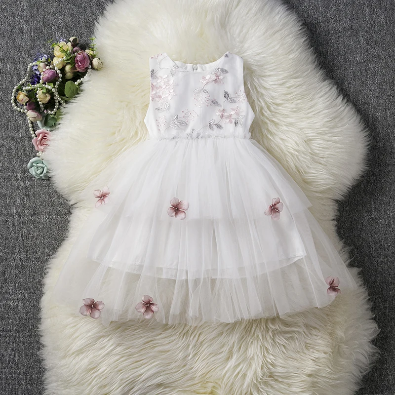 Flower Petals Party Dresses For Girls Summer Kids Clothes Little Girl Children Tutu Birthday Baby Clothing Vestidos | Детская одежда и