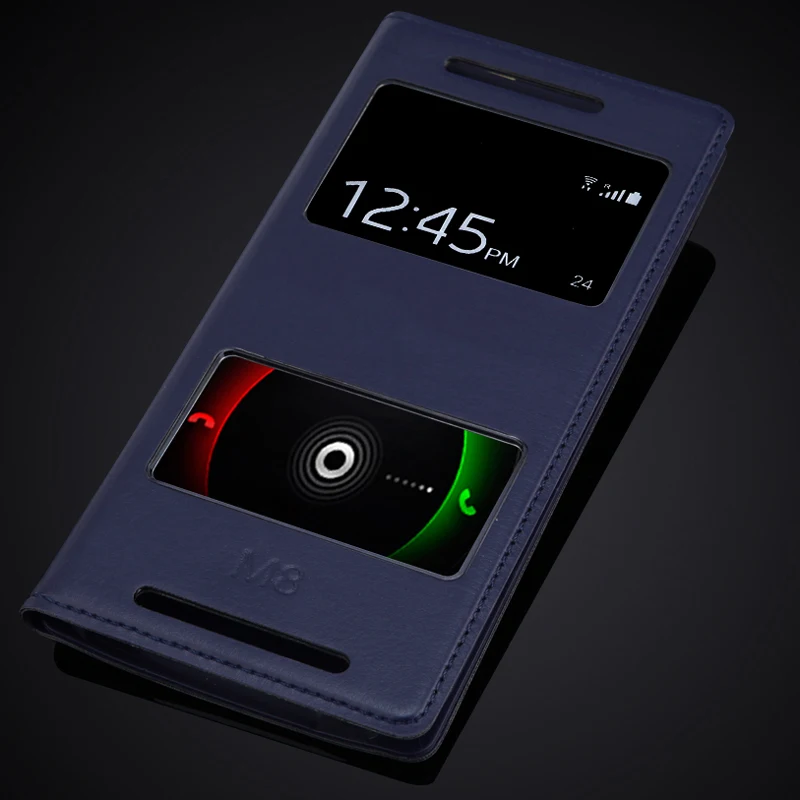 Для HTC One M8 флип-кейс из искусственной кожи с окошком для просмотра чехол телефона