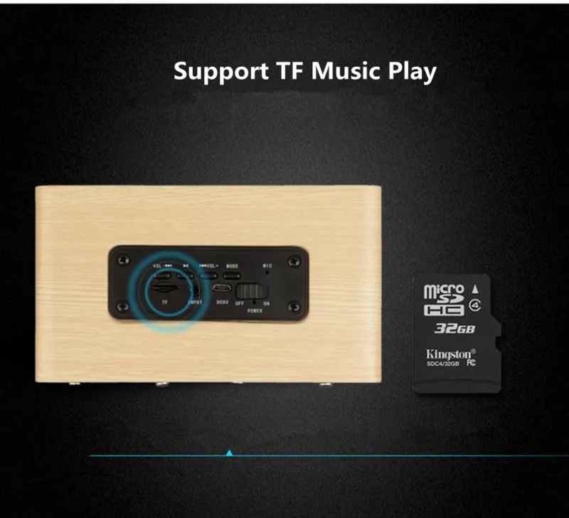 Портативная деревянная колонка с Bluetooth hi fi стереозвук 1500 мАч ручной работы ретро