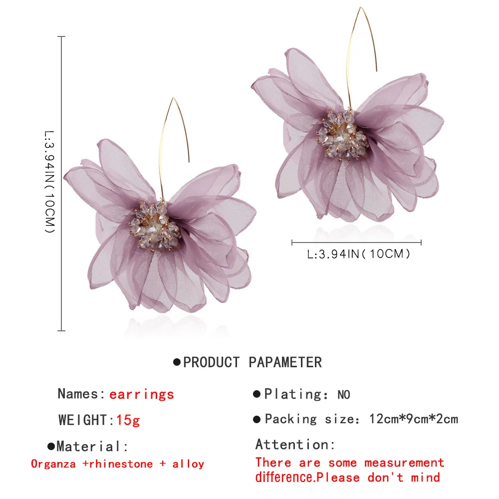 Висящие серьги женские цветочная ткань Фея Большие Длинные Серьги Pendientes Mujer Moda