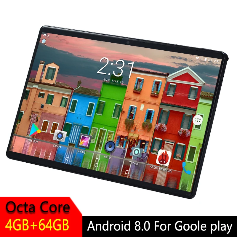 10 дюймов планшет Android 2.5D экран из закаленного стекла Восьмиядерный телефон SIM карта wifi gps ram 4 Гб rom 64 Гб детский планшет ПК Android 8,0