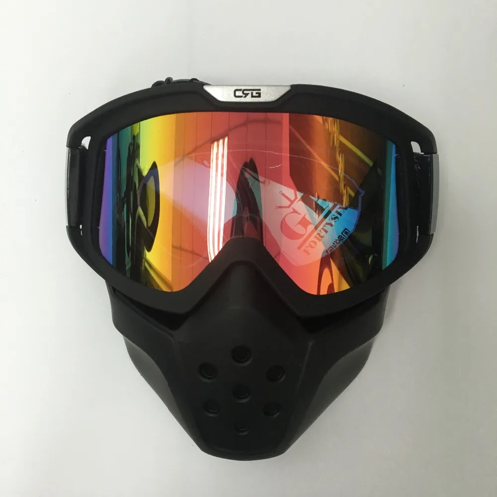 

Ski Motorcycle Mask Half Goggles Helmets Open Face Detachable Goggle Motocross Motorbike Motor Vintage Glasses Universal Black