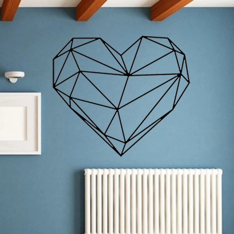 3D геометрические наклейки на стену в форме сердца DIY абстрактные настенные для