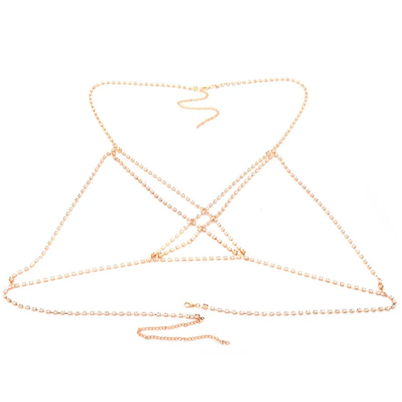 Блестящая цепочка Стразы для груди через плечо в стиле бохо многослойная