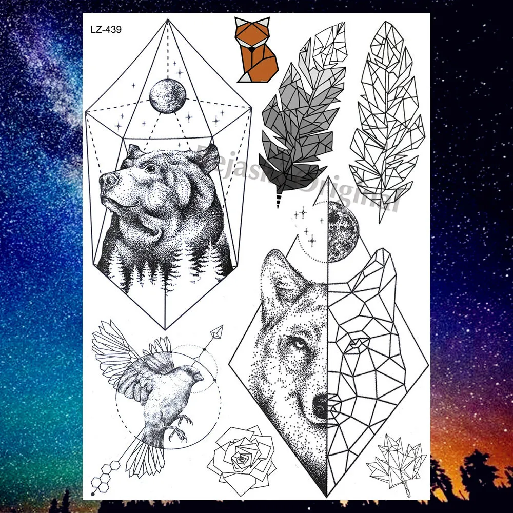 REJASKI геометрические розы Временные татуировки для женщин стикер поддельные