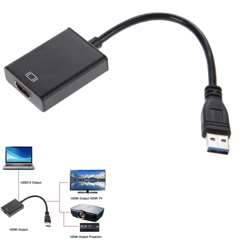 Высокоскоростной адаптер 100 шт./лот USB 3 0 в HDMI металлический корпус штекер-гнездо