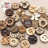 50pcs coconut round mix design buttons natural buttons crafts and scrapbooking sewing accessories botone 13mm
