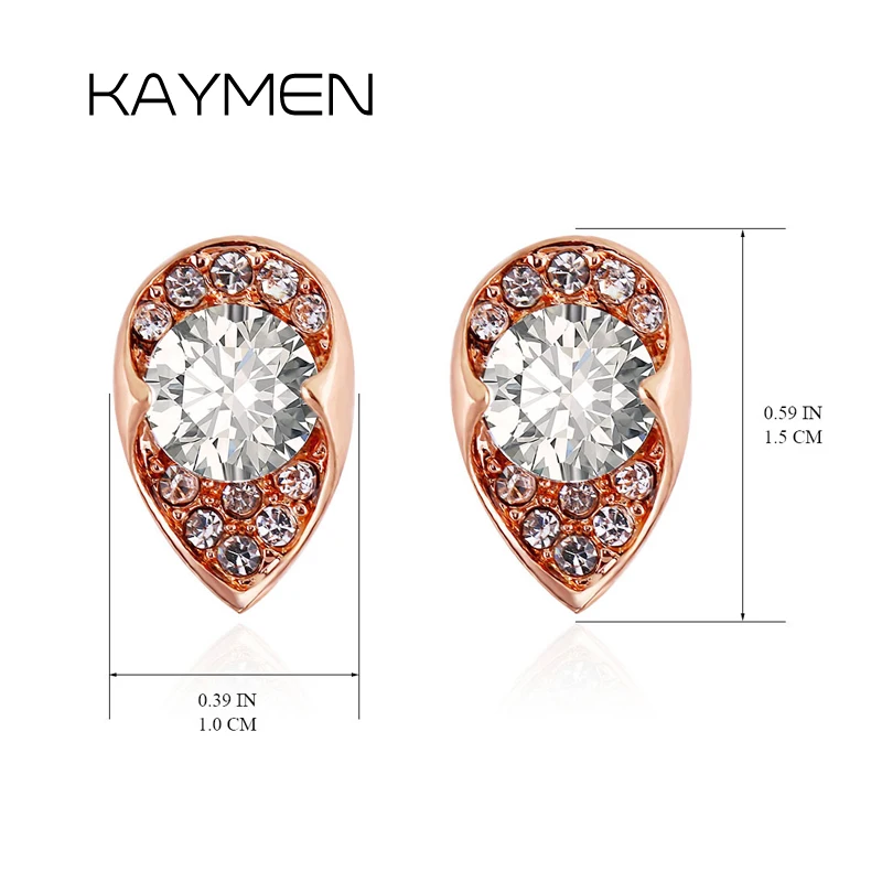 

KAYMEN Water Drop Style Inlaid Zircon and Rhinestones Sweet Stud Earrings for Girl Jewelry boucles d'oreille for Women