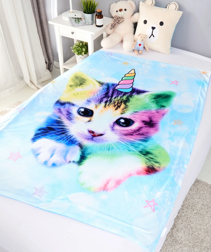 Детское одеяло Kittycorn и Радужное супер мягкое бархатное одеяло