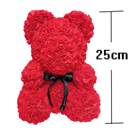 red-No box 25 см большой красный медвежонок Teddi Искусственный цветок розы свадебное украшение Рождественские подарки для женщин подарок на день Святого Валентина Прямая поставка - Цвет: red-No box