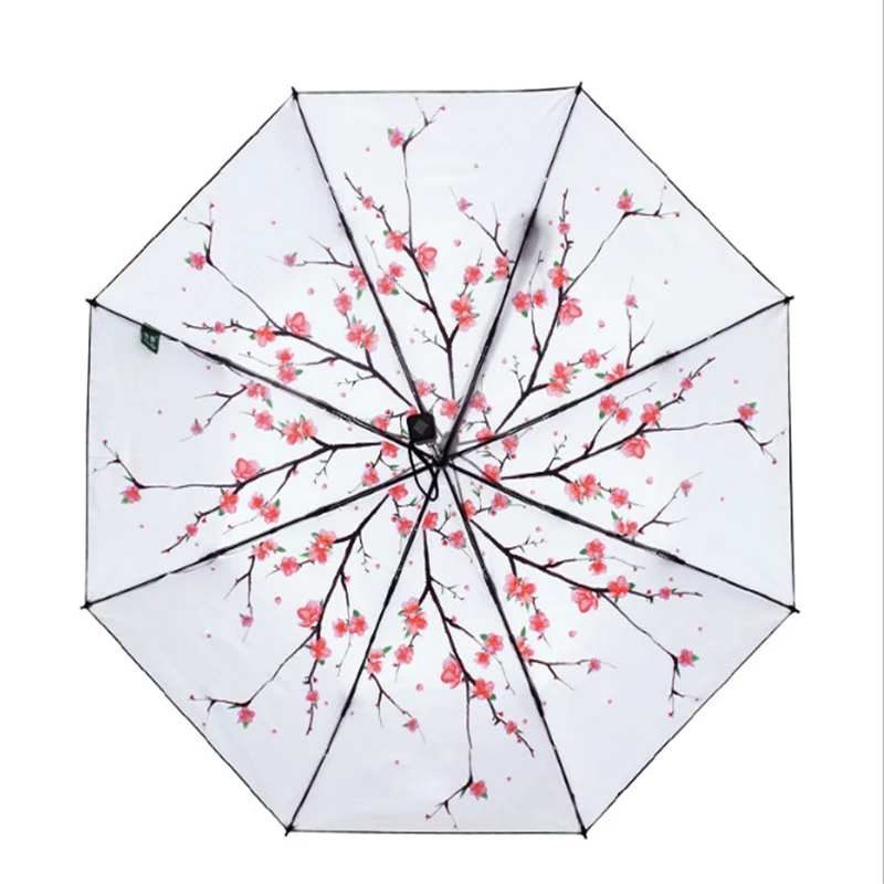 Зонт с цветком вишни Женский анти-УФ-зонт Parapluies неавтоматический Прозрачный