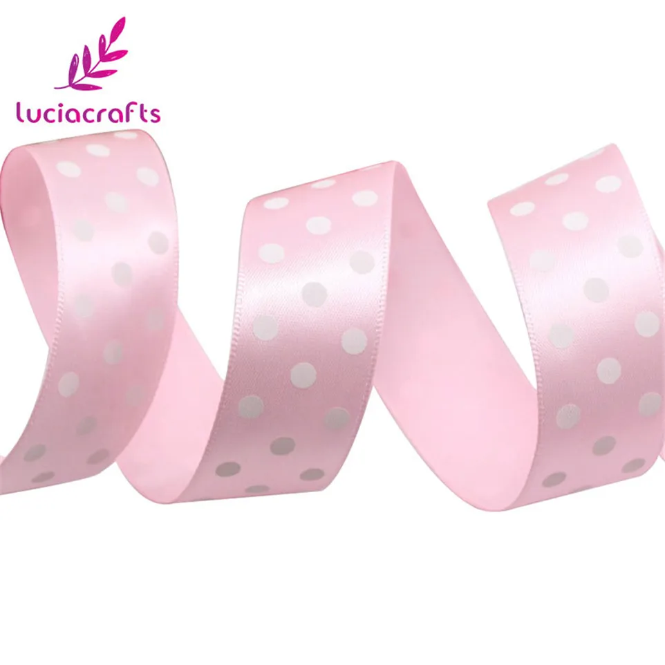 Lucia crafts 1 ''25 мм точечный узор печатная Рождественская атласная лента DIY шитье и бант для волос украшения ремесла 5 ярдов/партия T0205