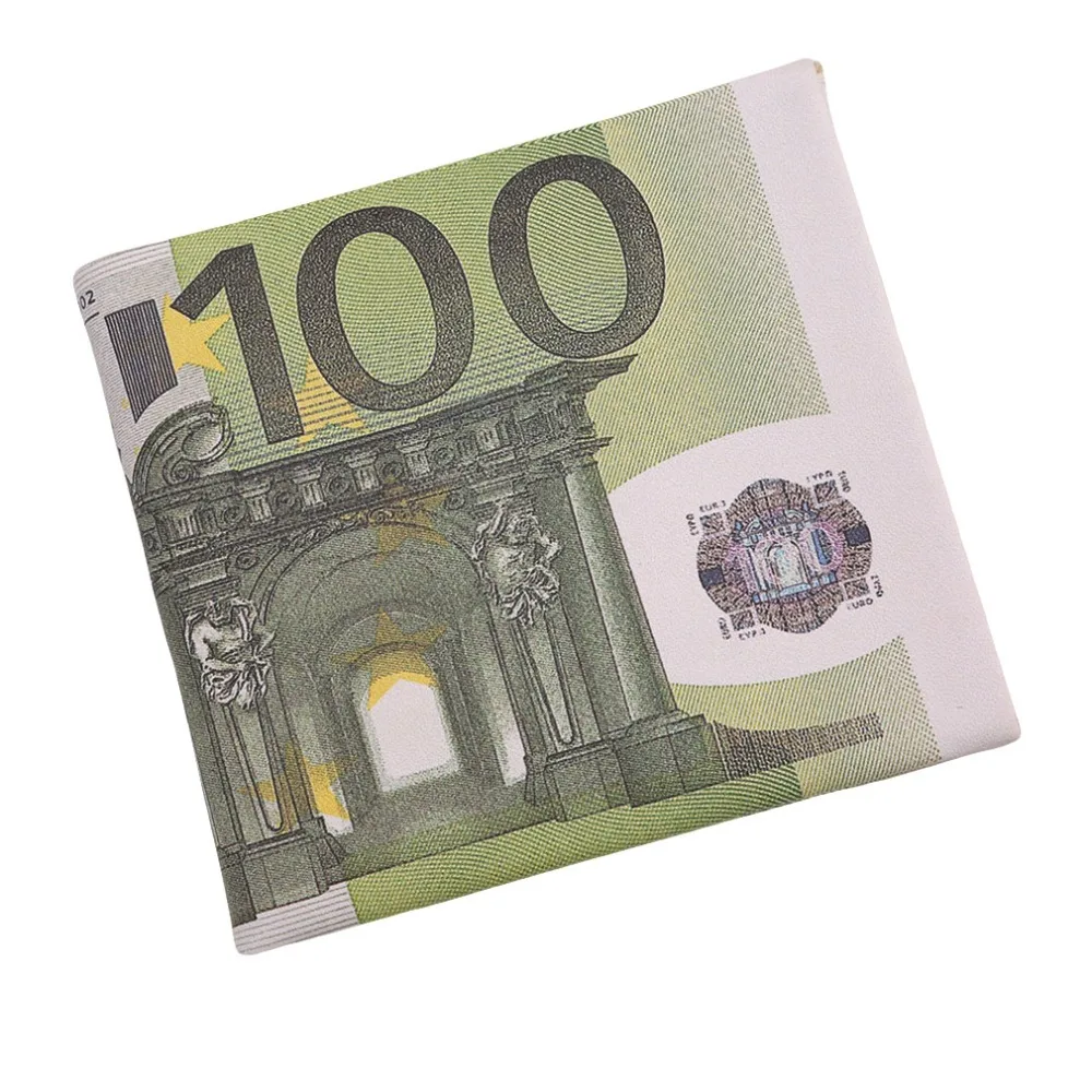 ПУ винтажное портмоне личности 500/100 купюры Евро Кошелек Мужские Карманы карты