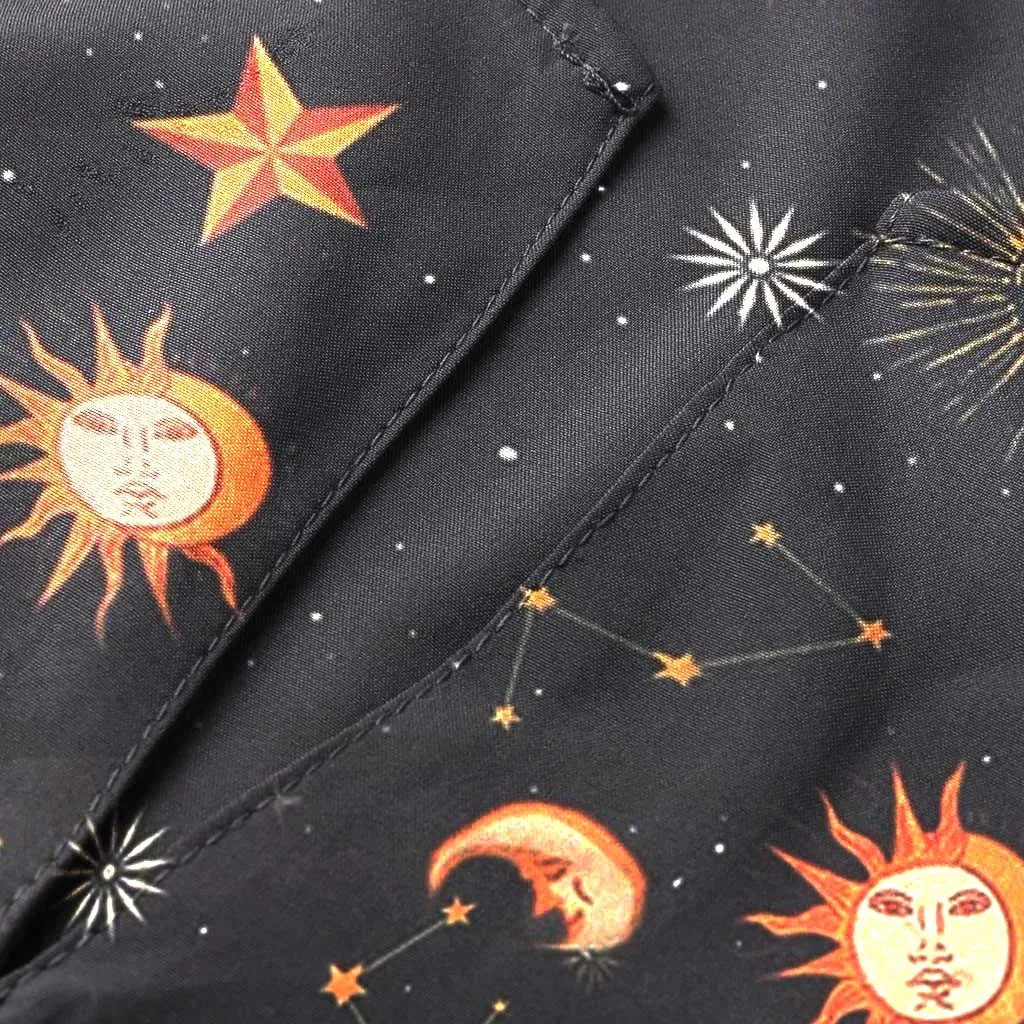 Vestidos de festa curto com manga longa женское винтажное богемное Макси платье без рукавов больших размеров с принтом солнца звезд Луны#3