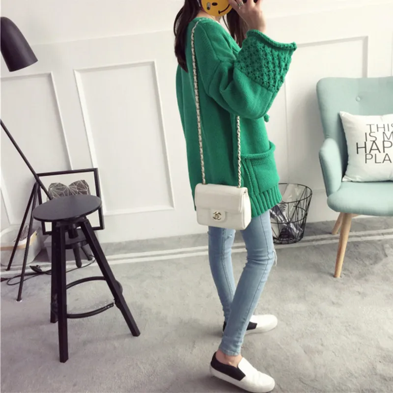 YAGENZ Fashion Women Clothing Autumn Winter Coat Knitted Sweater Ladies Cardigans Tops Pocket Wide Sleeve Streetwear 550 |
