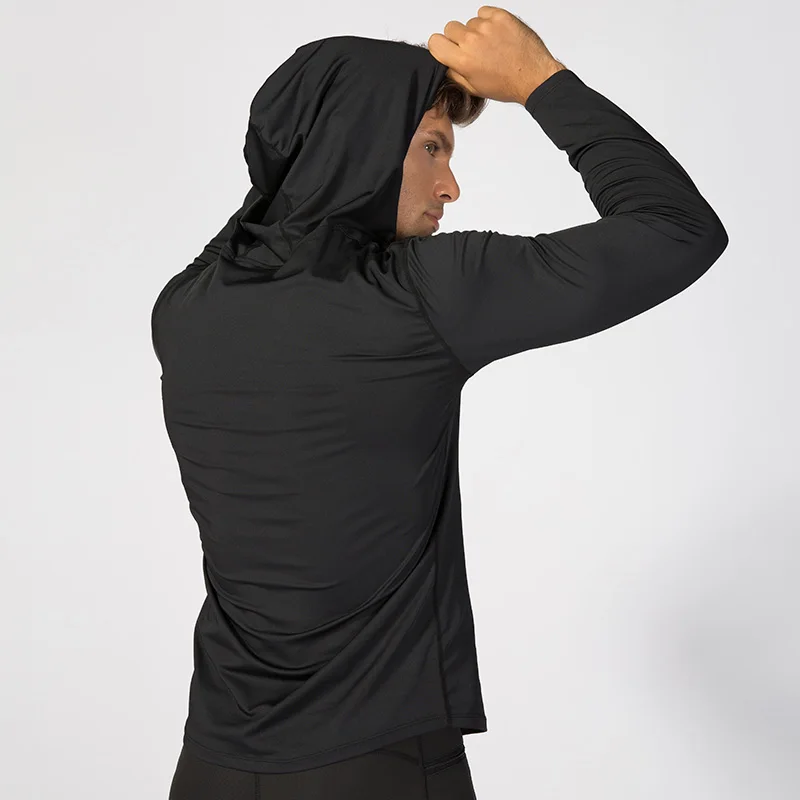 YEL Для мужчин куртки пуловер Фитнес спортивный костюм длинный рукав дышащий